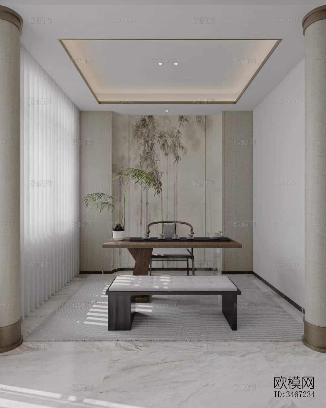 现代大平层效果图下载（渲染图2）