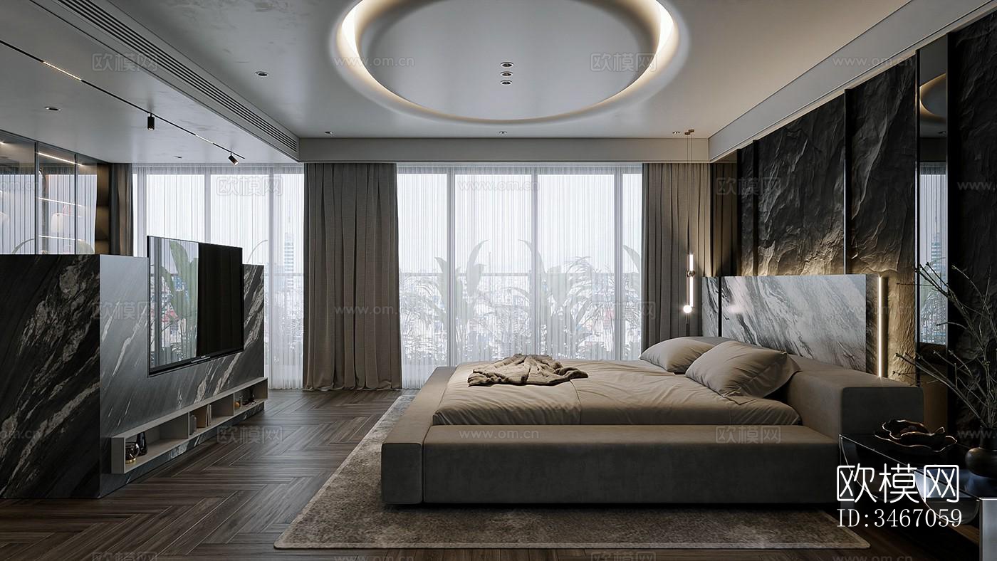 现代卧室效果图下载（渲染图1）