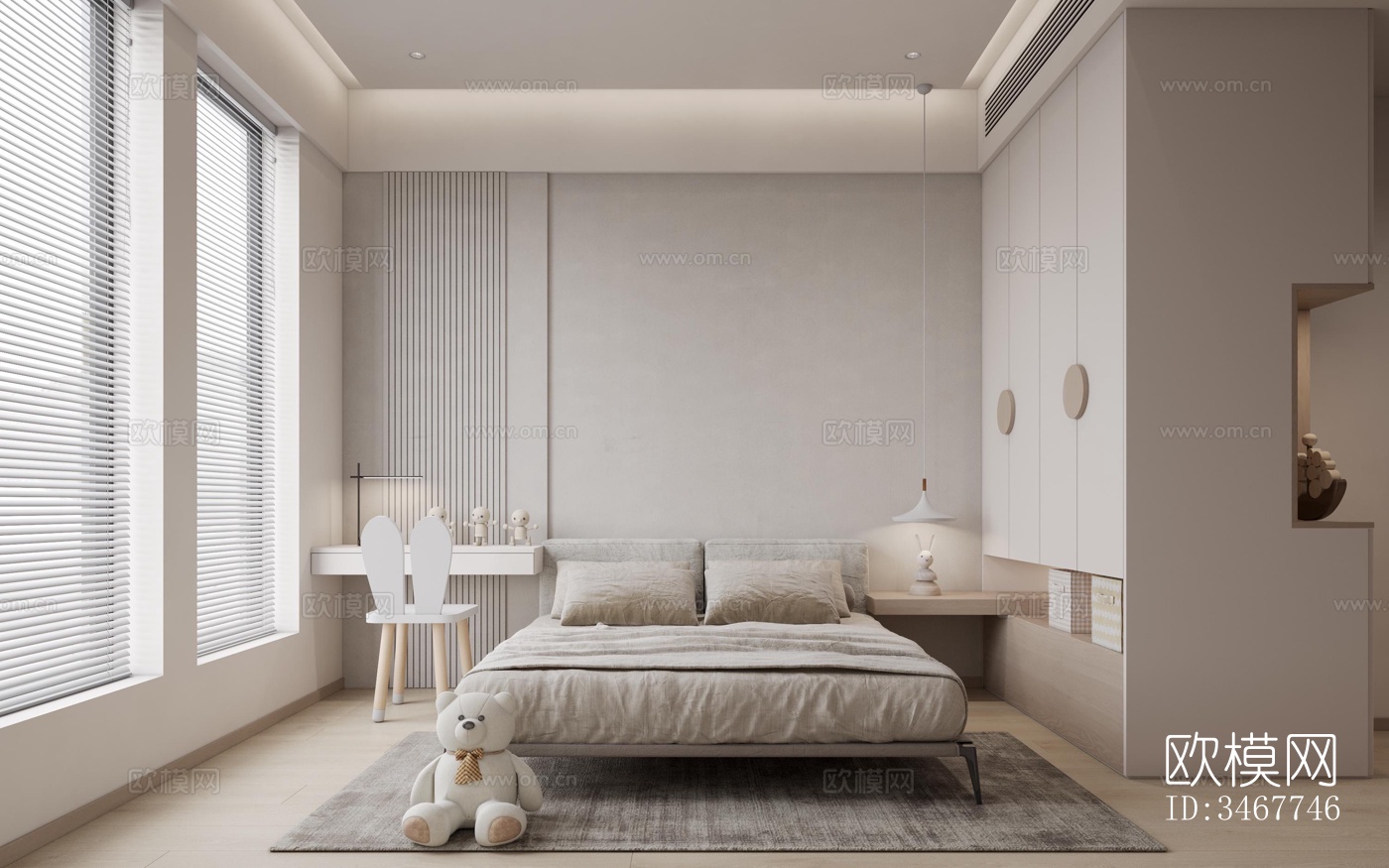 现代大平层效果图下载（渲染图3）