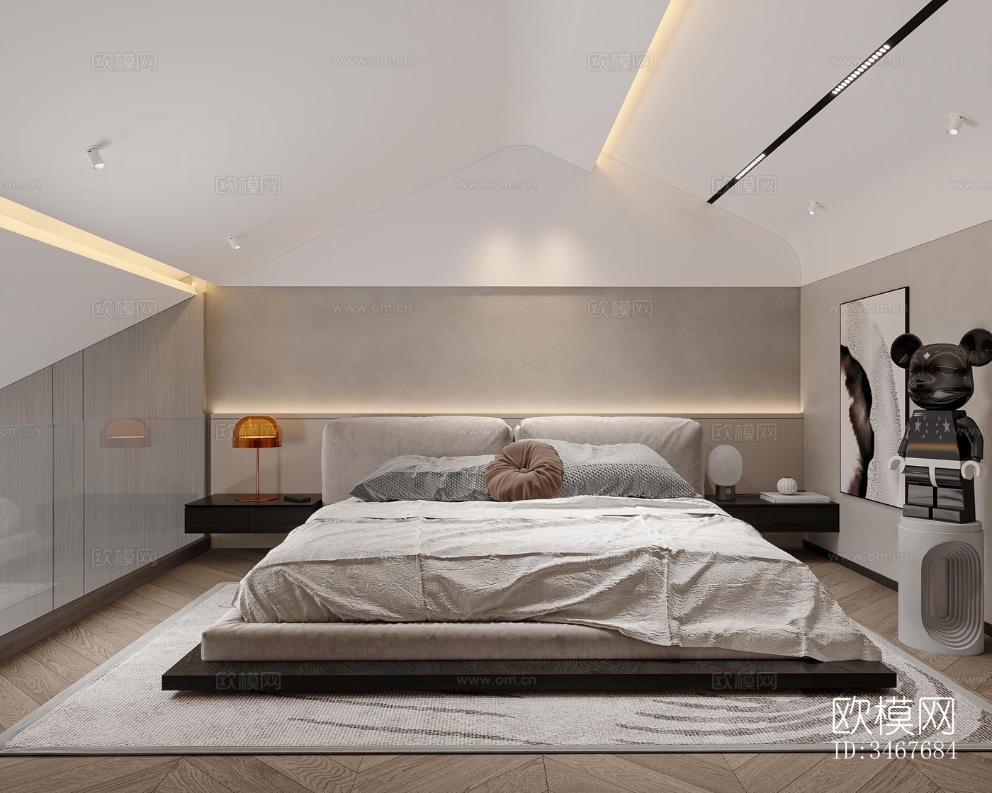 现代大平层效果图下载（渲染图4）