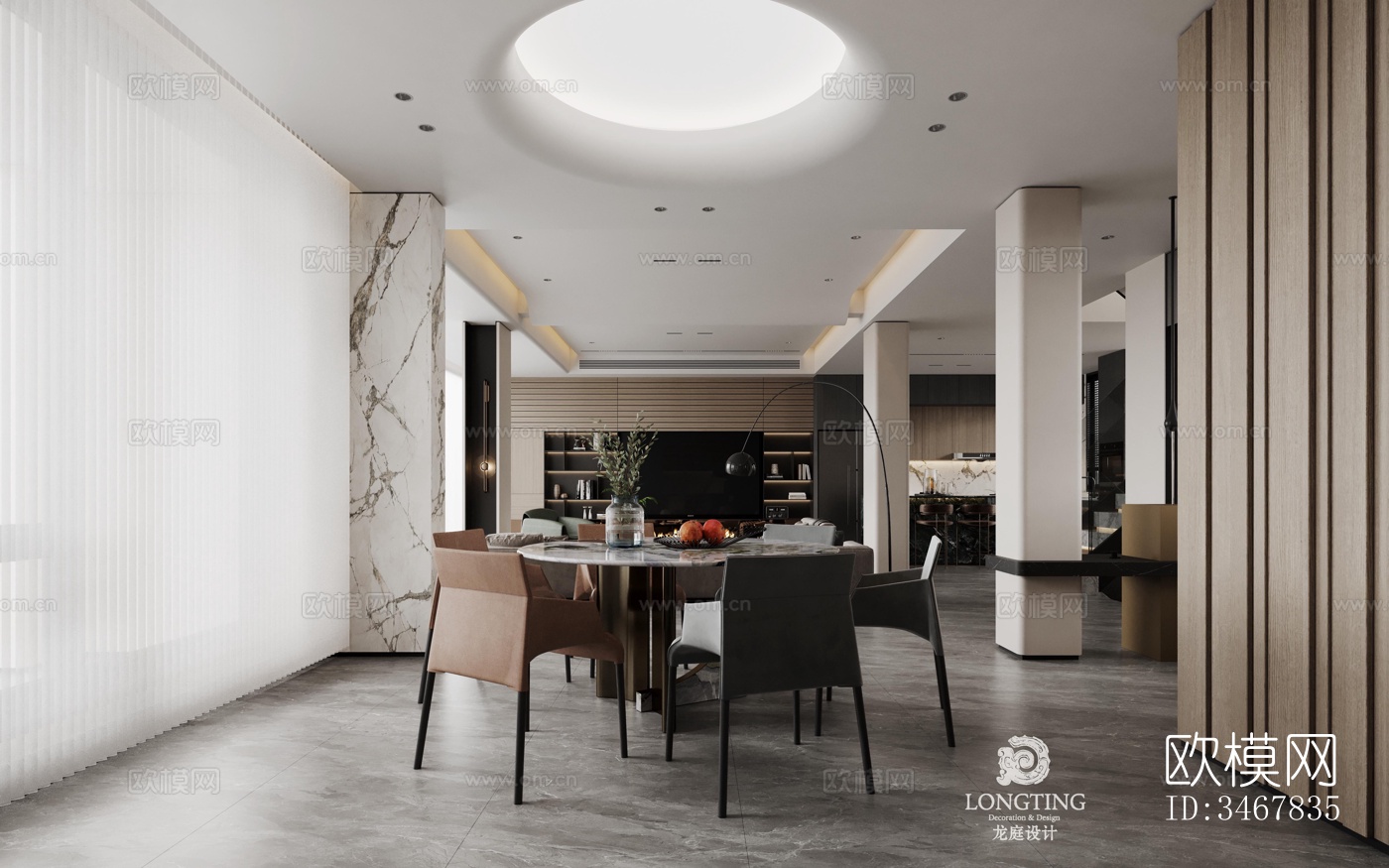 现代大平层效果图下载（渲染图12）