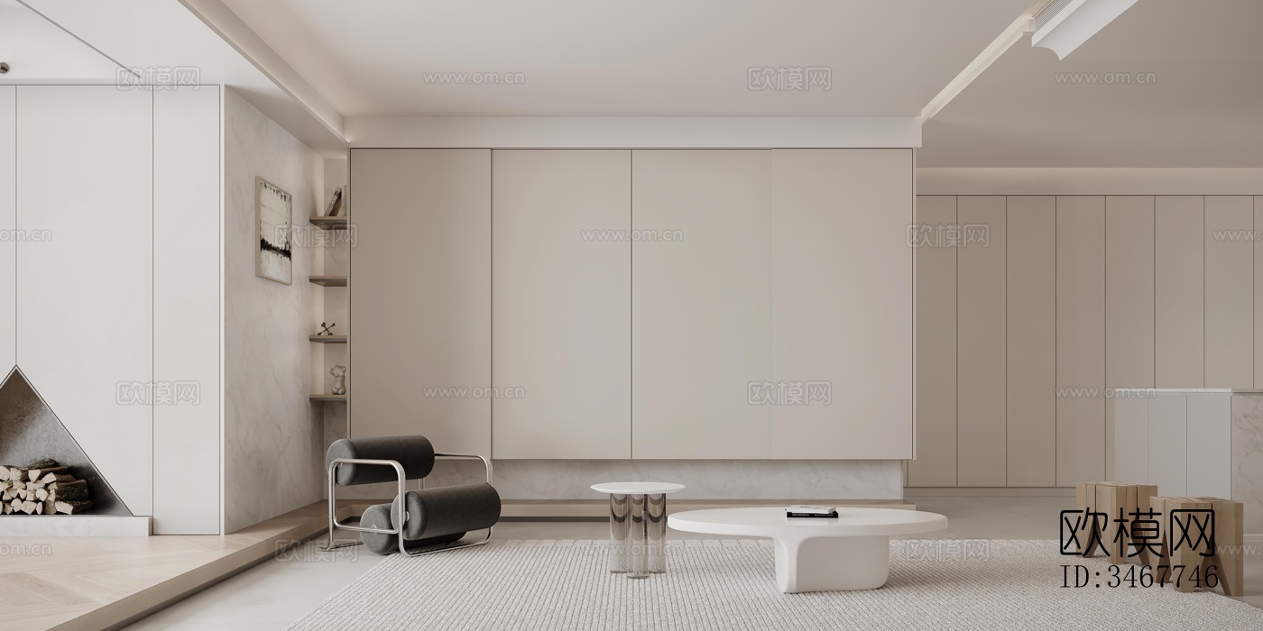 现代大平层效果图下载（渲染图7）