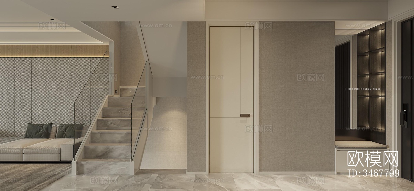 现代大平层效果图下载（渲染图12）