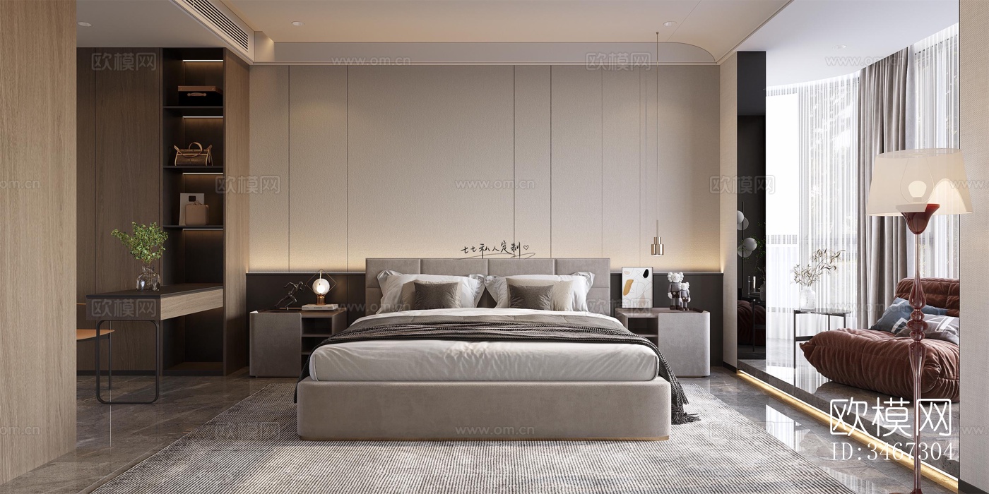 现代大平层效果图下载（渲染图6）