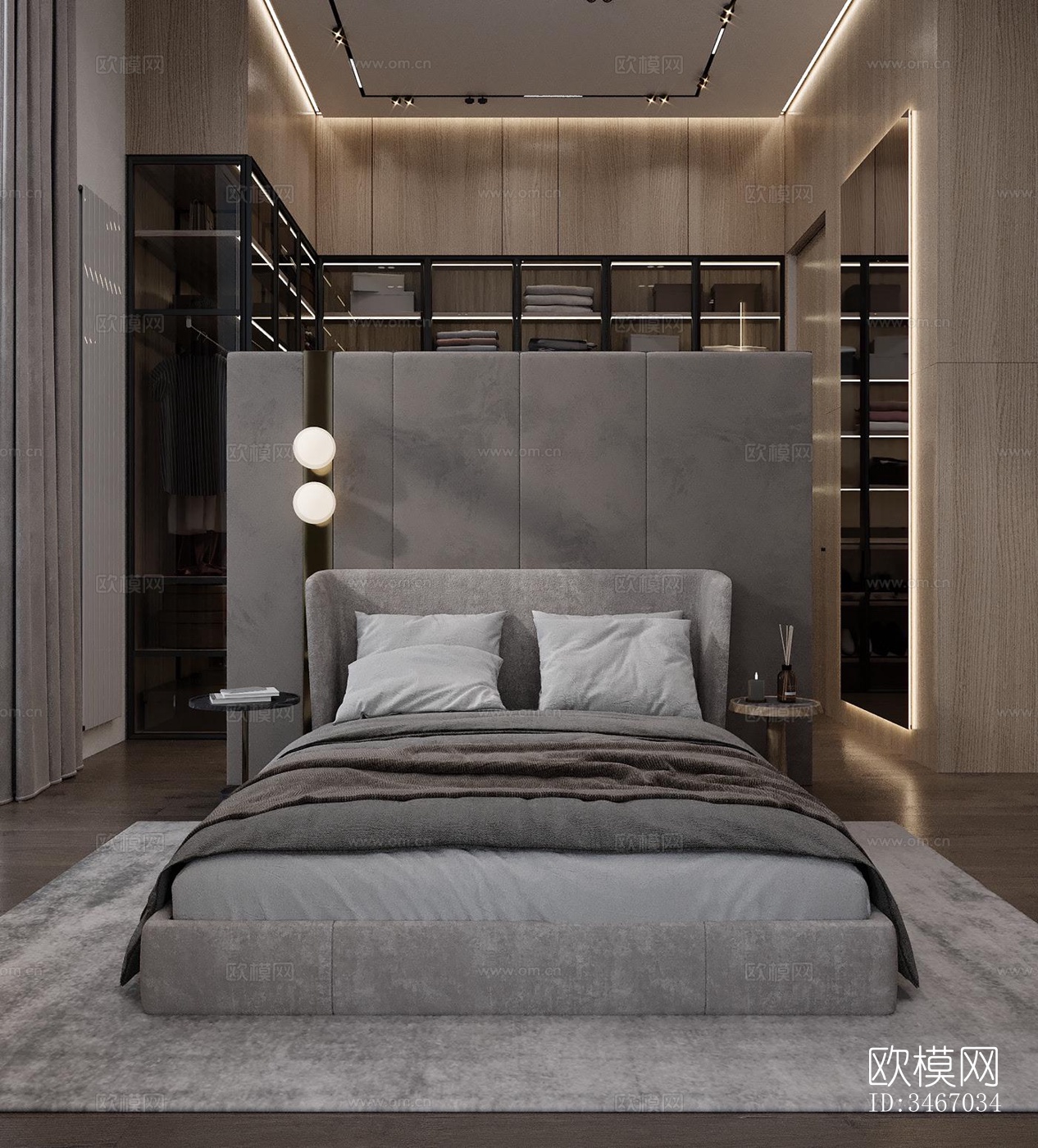 现代卧室效果图下载（渲染图1）