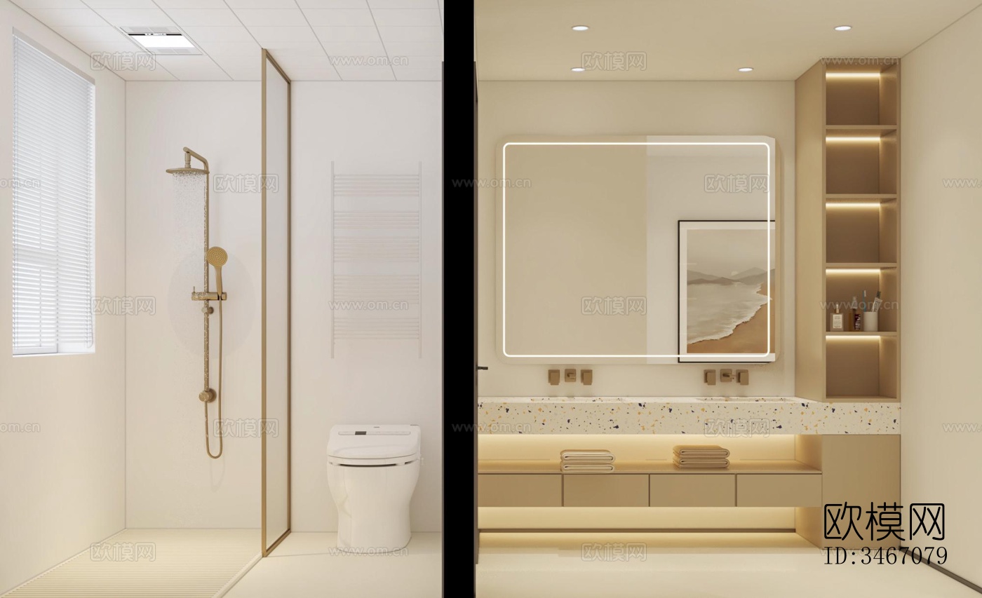 现代卫生间效果图下载（渲染图2）