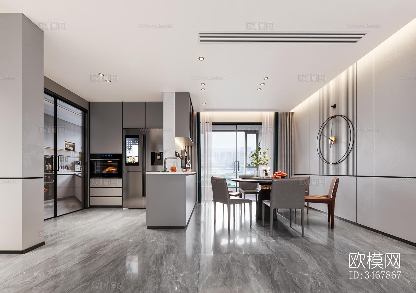 现代大平层效果图下载（渲染图3）