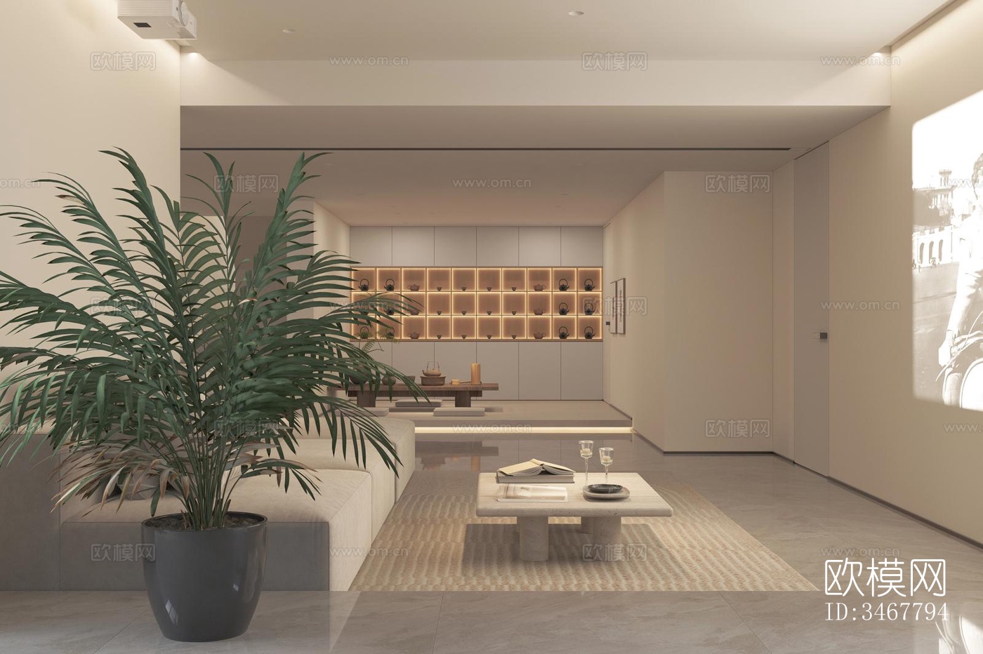 现代大平层效果图下载（渲染图14）