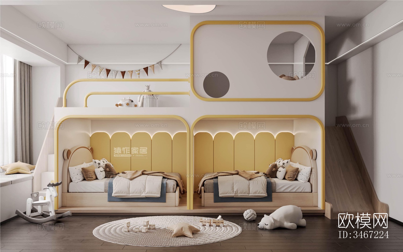 现代大平层效果图下载（渲染图7）