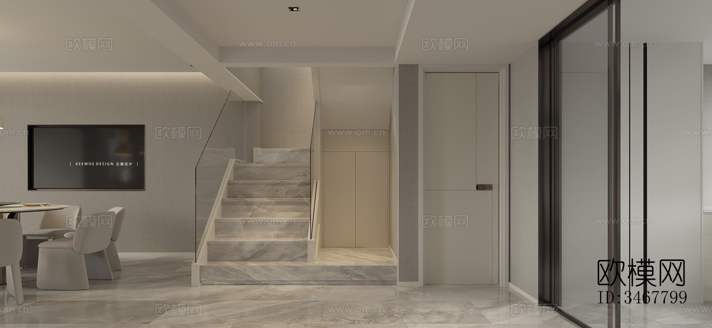 现代大平层效果图下载（渲染图4）