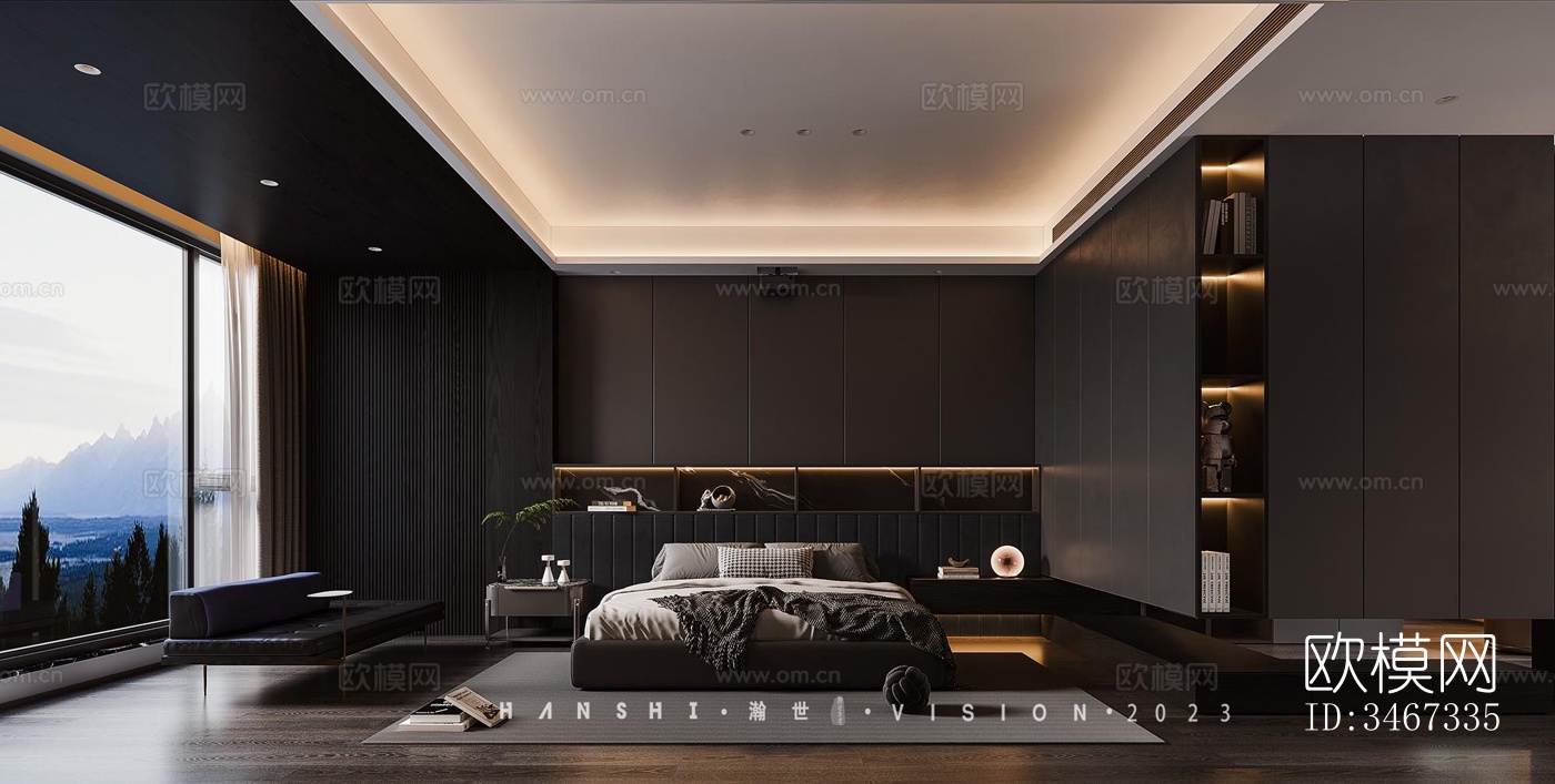 现代大平层效果图下载（渲染图6）