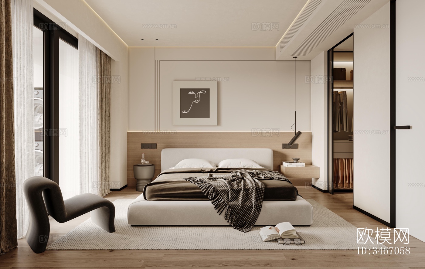 现代卧室效果图下载（渲染图2）