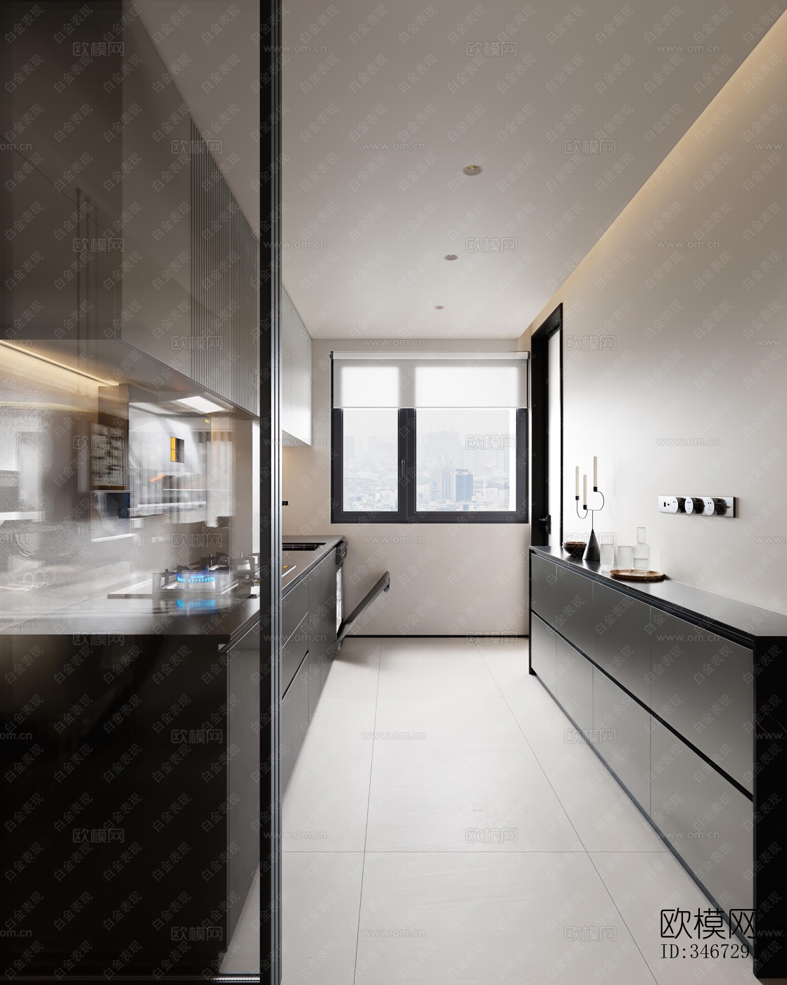 现代大平层效果图下载（渲染图3）