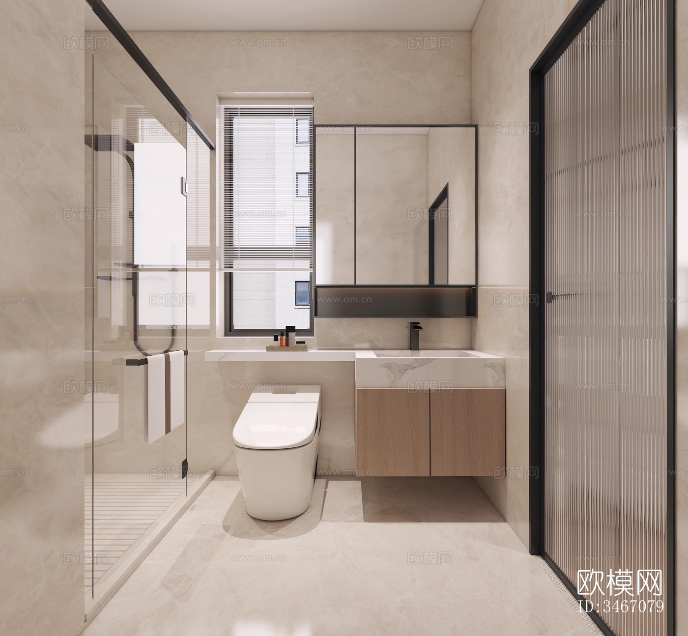 现代卫生间效果图下载（渲染图5）