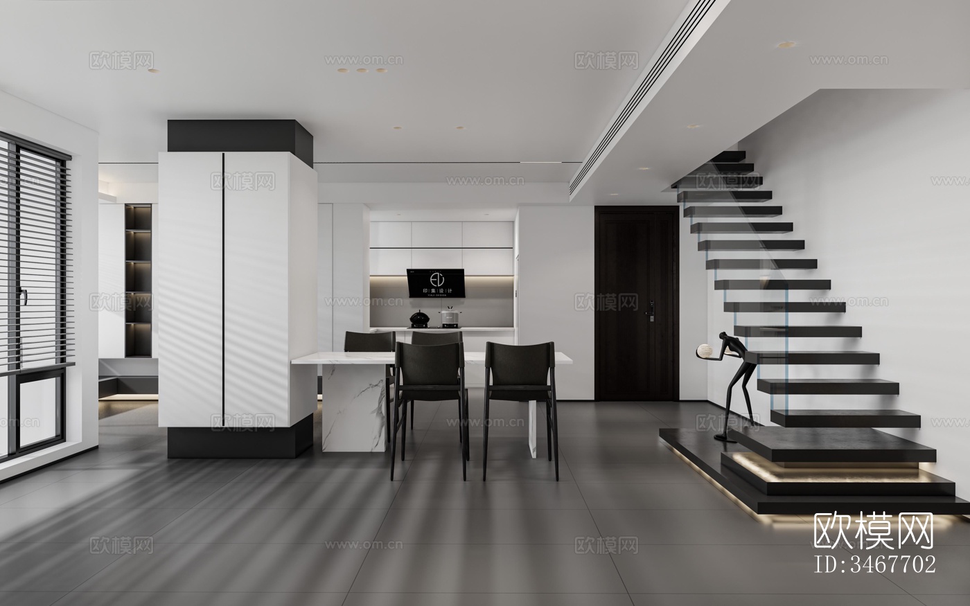 现代大平层效果图下载（渲染图13）