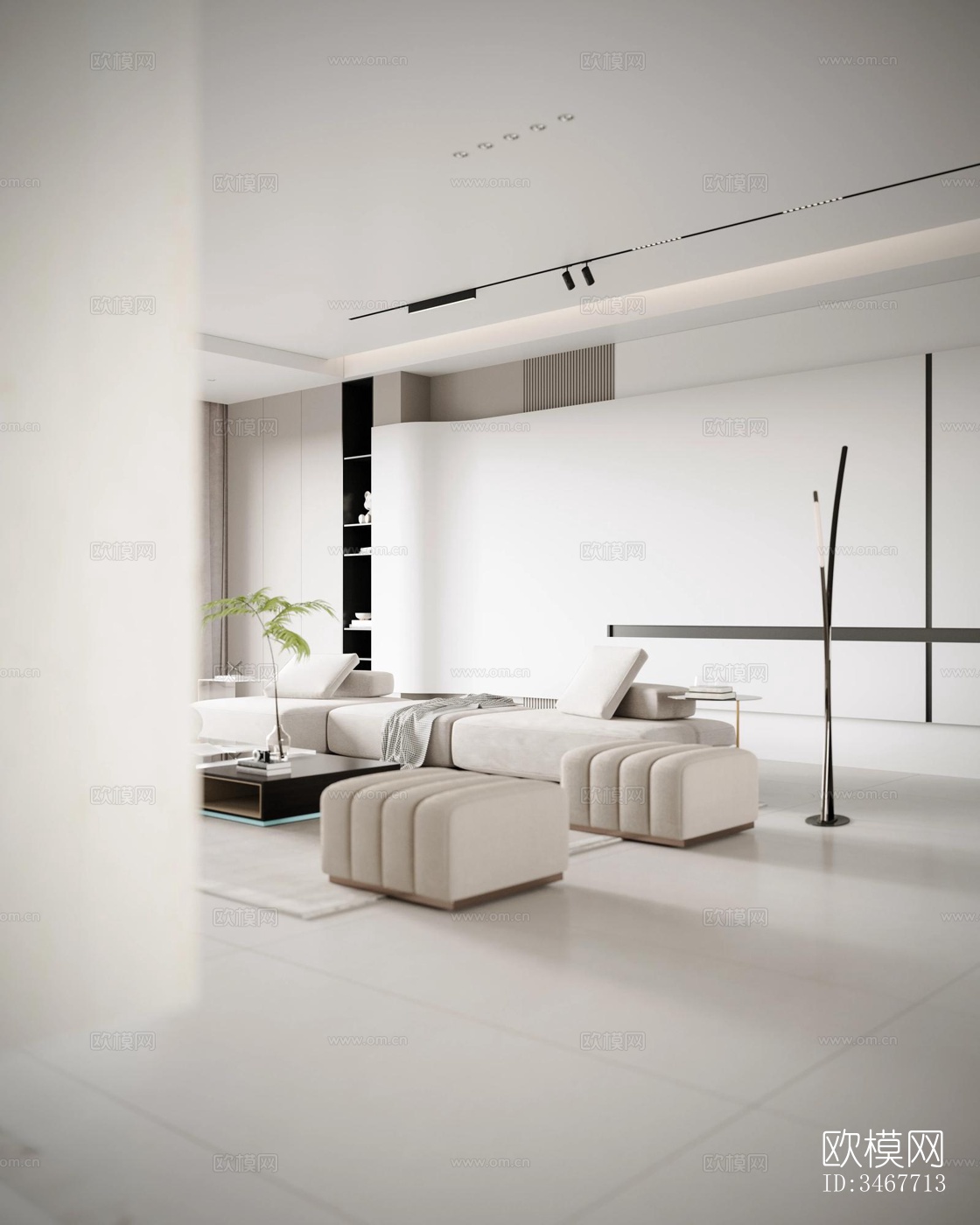 现代大平层效果图下载（渲染图5）