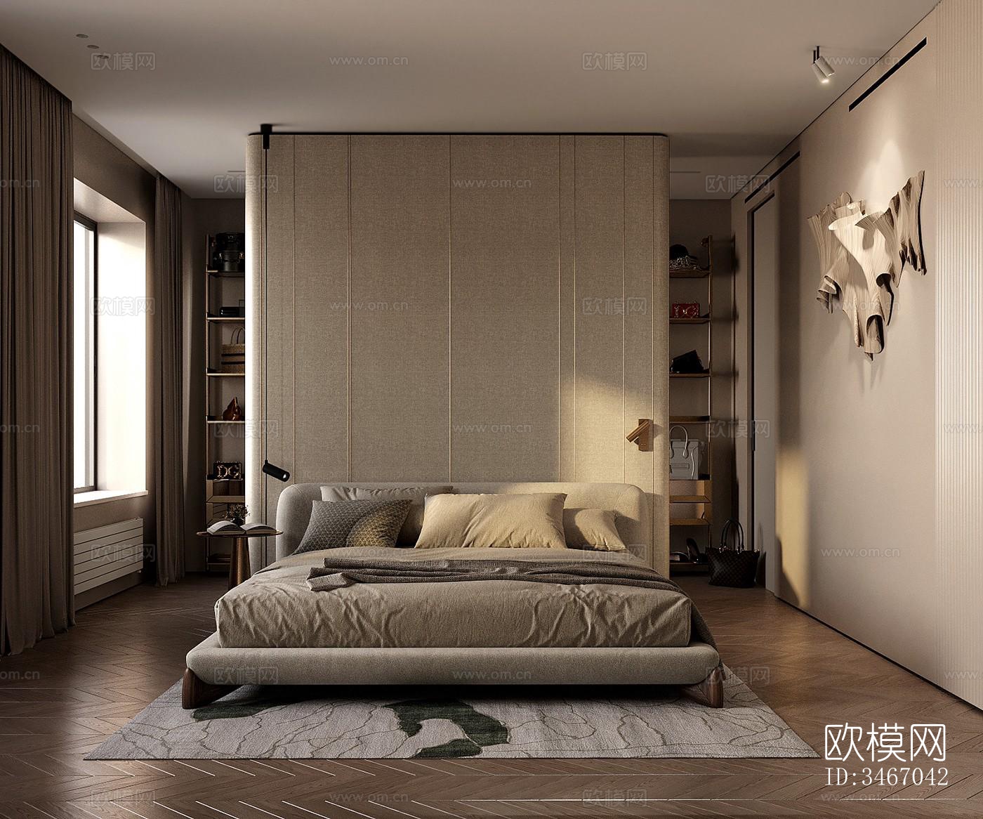 现代卧室效果图下载（渲染图1）