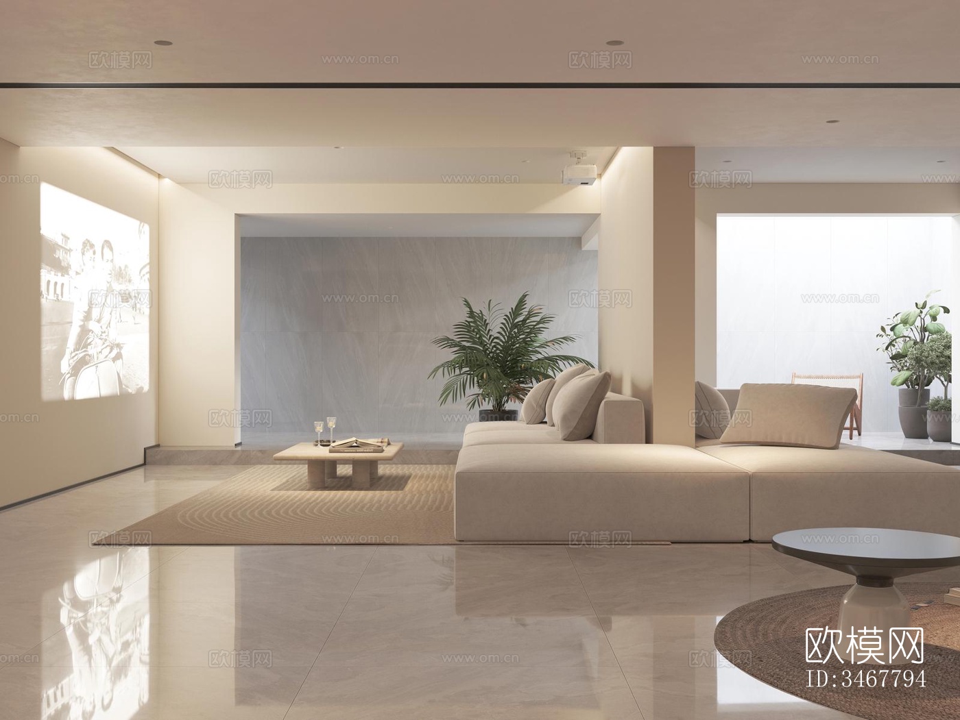 现代大平层效果图下载（渲染图16）