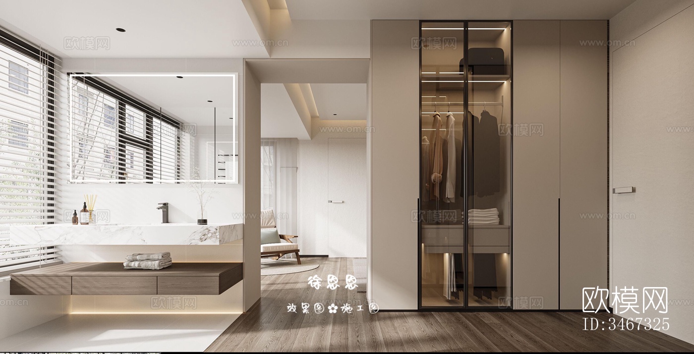 现代大平层效果图下载（渲染图6）