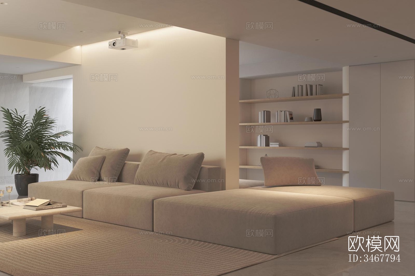 现代大平层效果图下载（渲染图15）