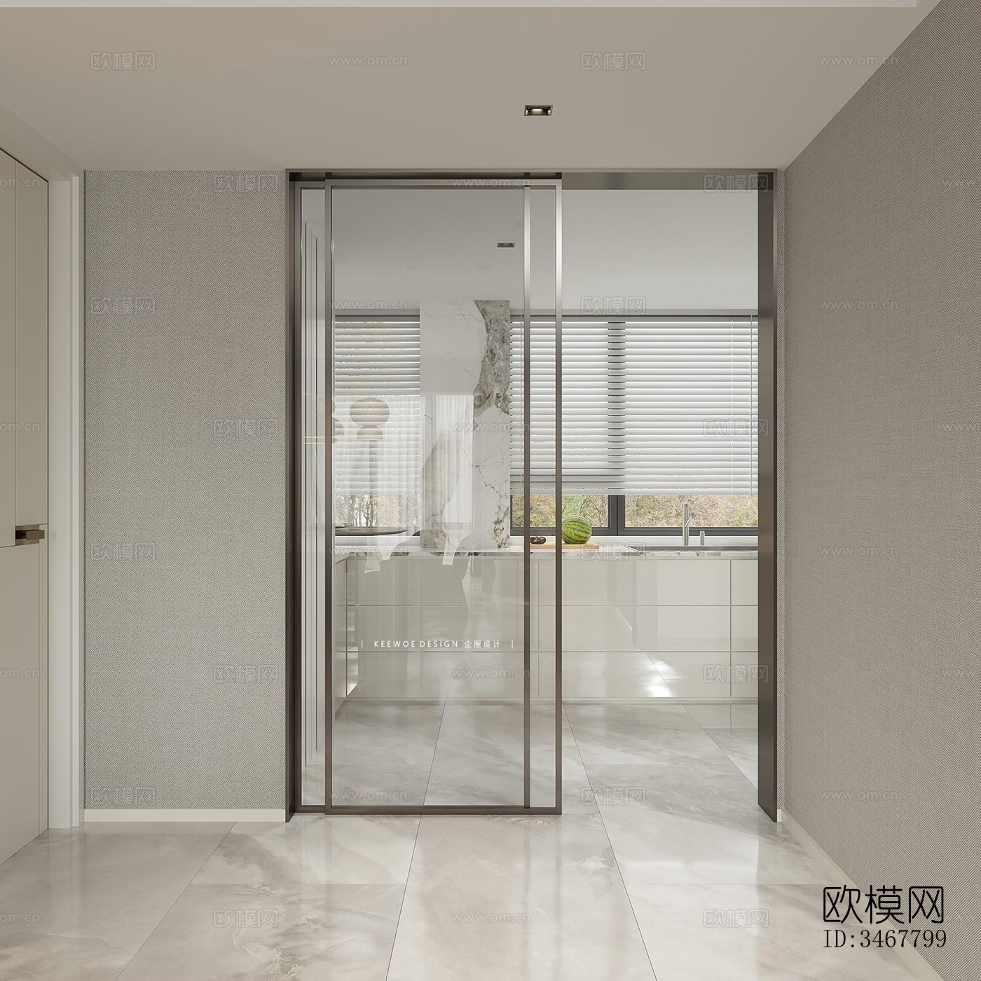 现代大平层效果图下载（渲染图3）