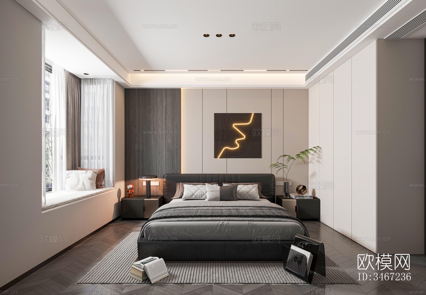 现代大平层效果图下载（渲染图6）