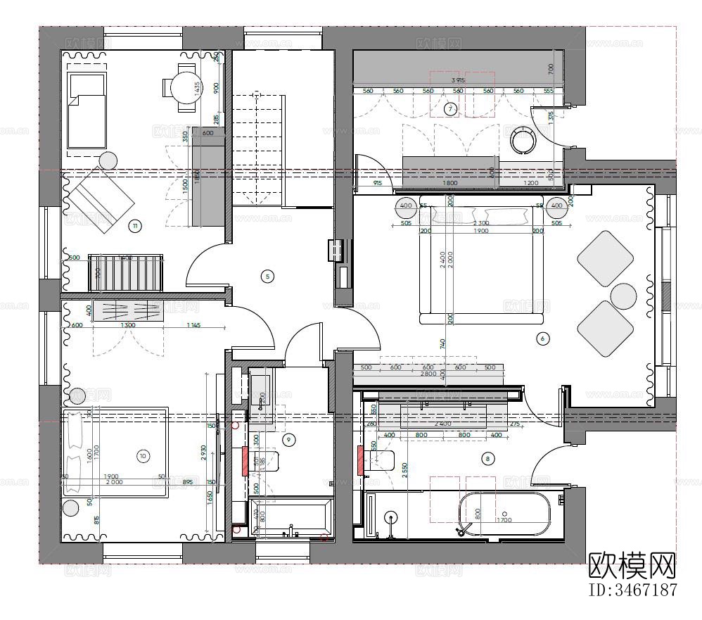 现代大平层效果图下载（渲染图12）