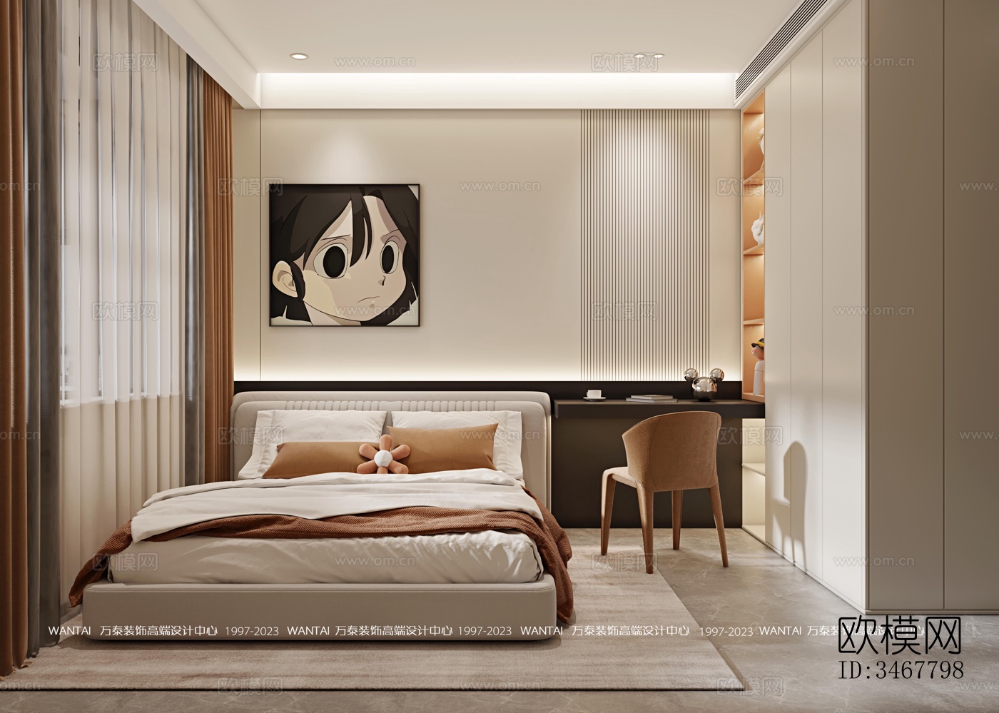 现代大平层效果图下载（渲染图8）