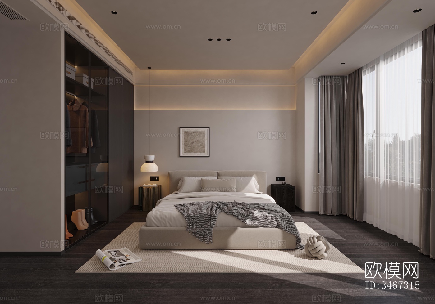 现代大平层效果图下载（渲染图2）