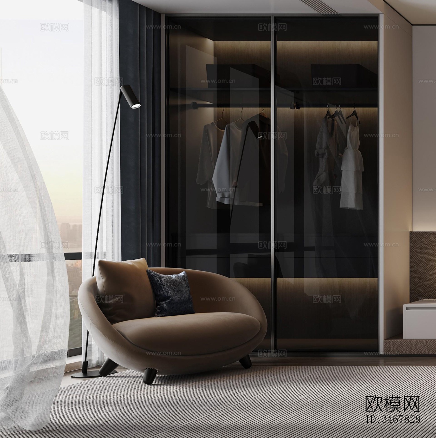 现代大平层效果图下载（渲染图4）