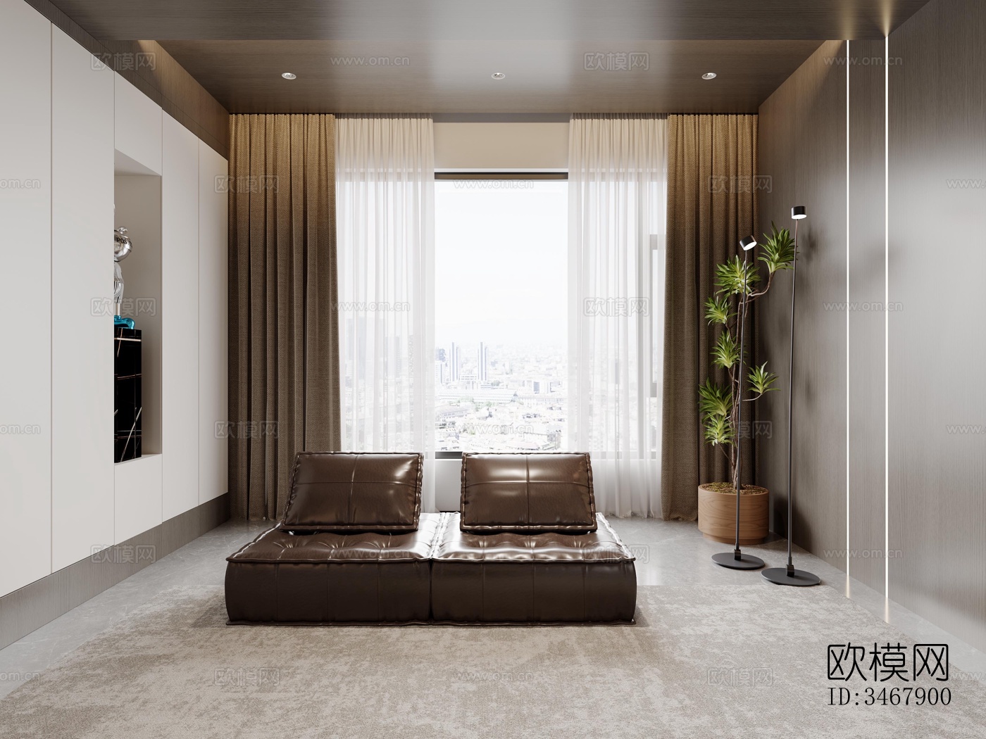 现代大平层效果图下载（渲染图3）