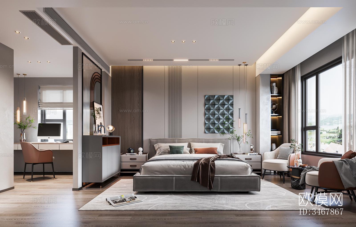 现代大平层效果图下载（渲染图4）