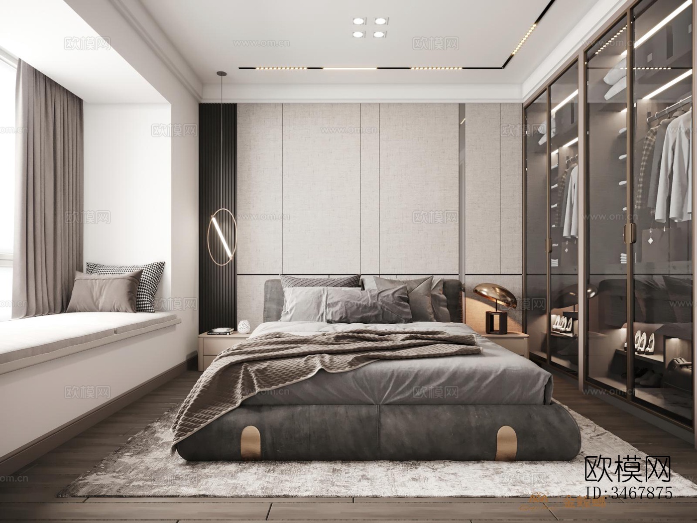 现代大平层效果图下载（渲染图9）