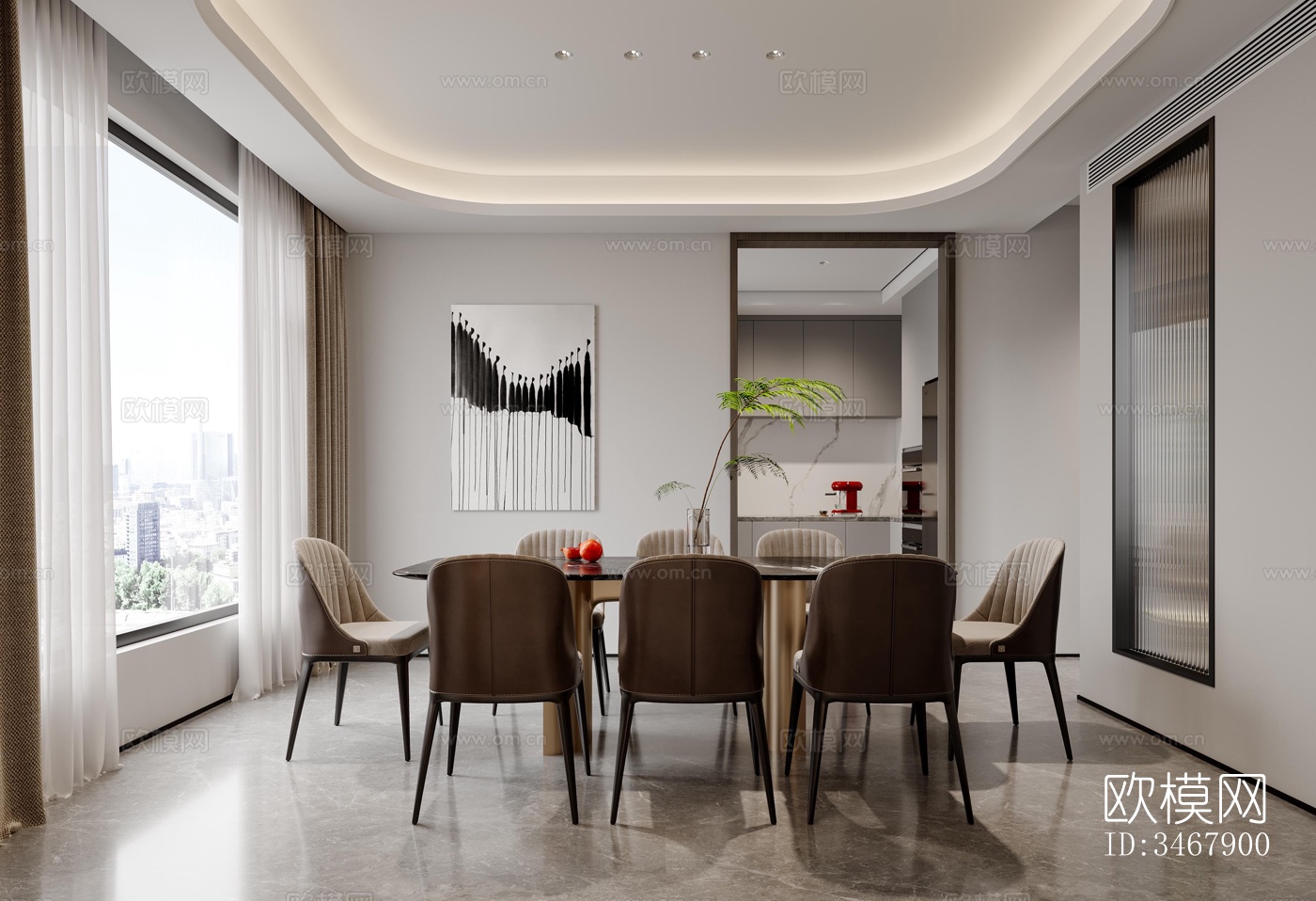 现代大平层效果图下载（渲染图5）