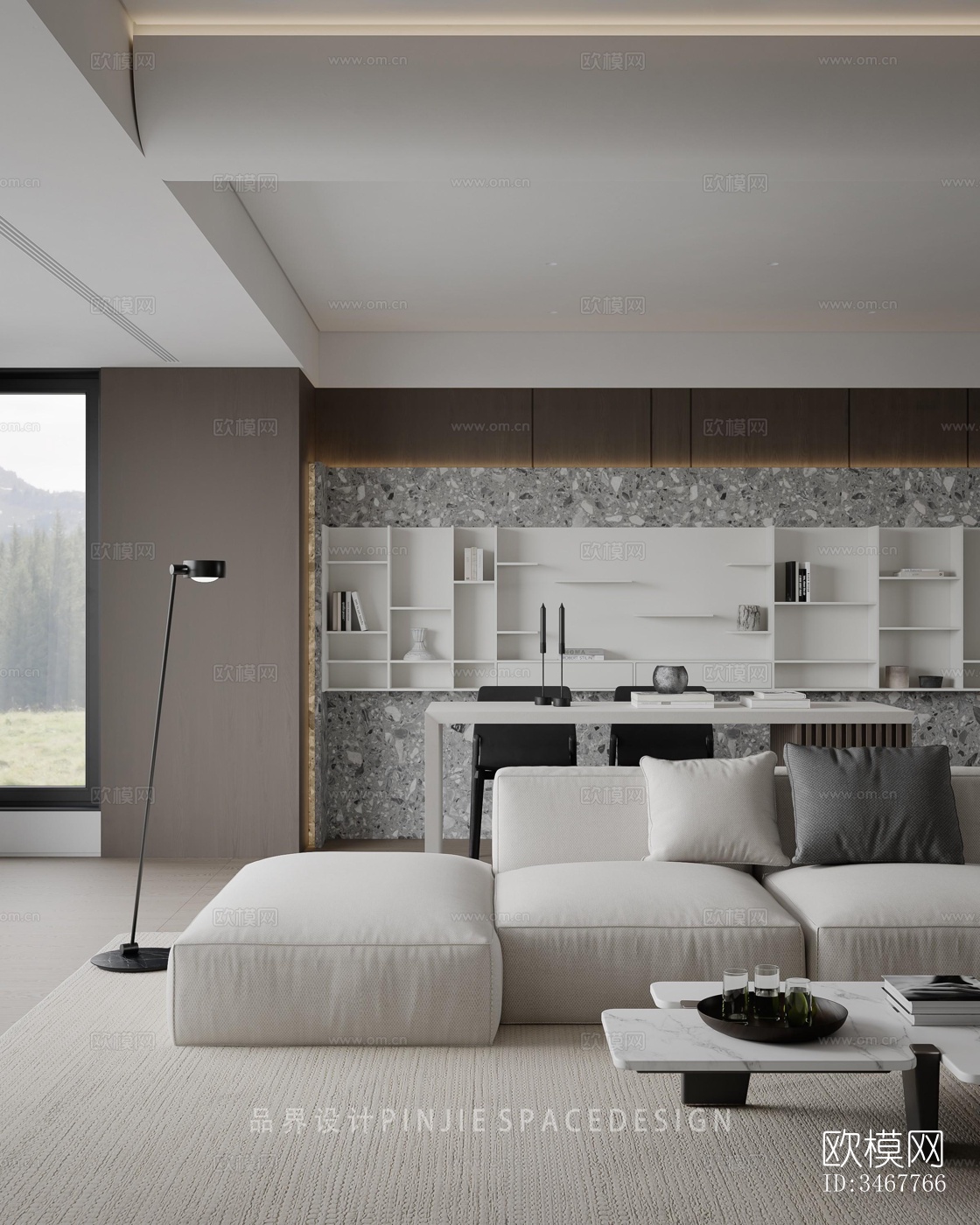 现代大平层效果图下载（渲染图9）