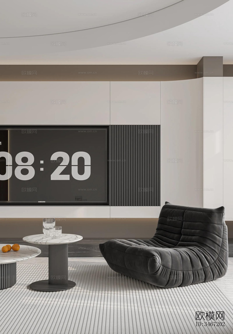 现代大平层效果图下载（渲染图8）