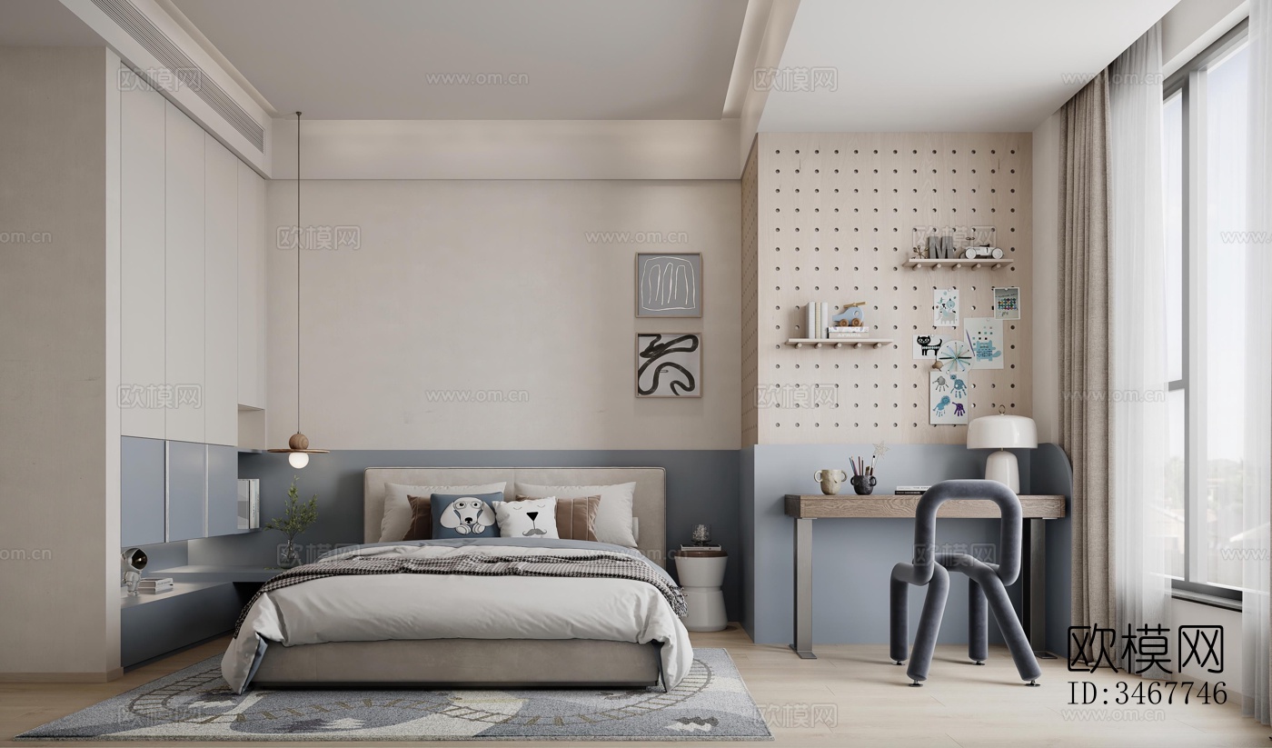 现代大平层效果图下载（渲染图2）