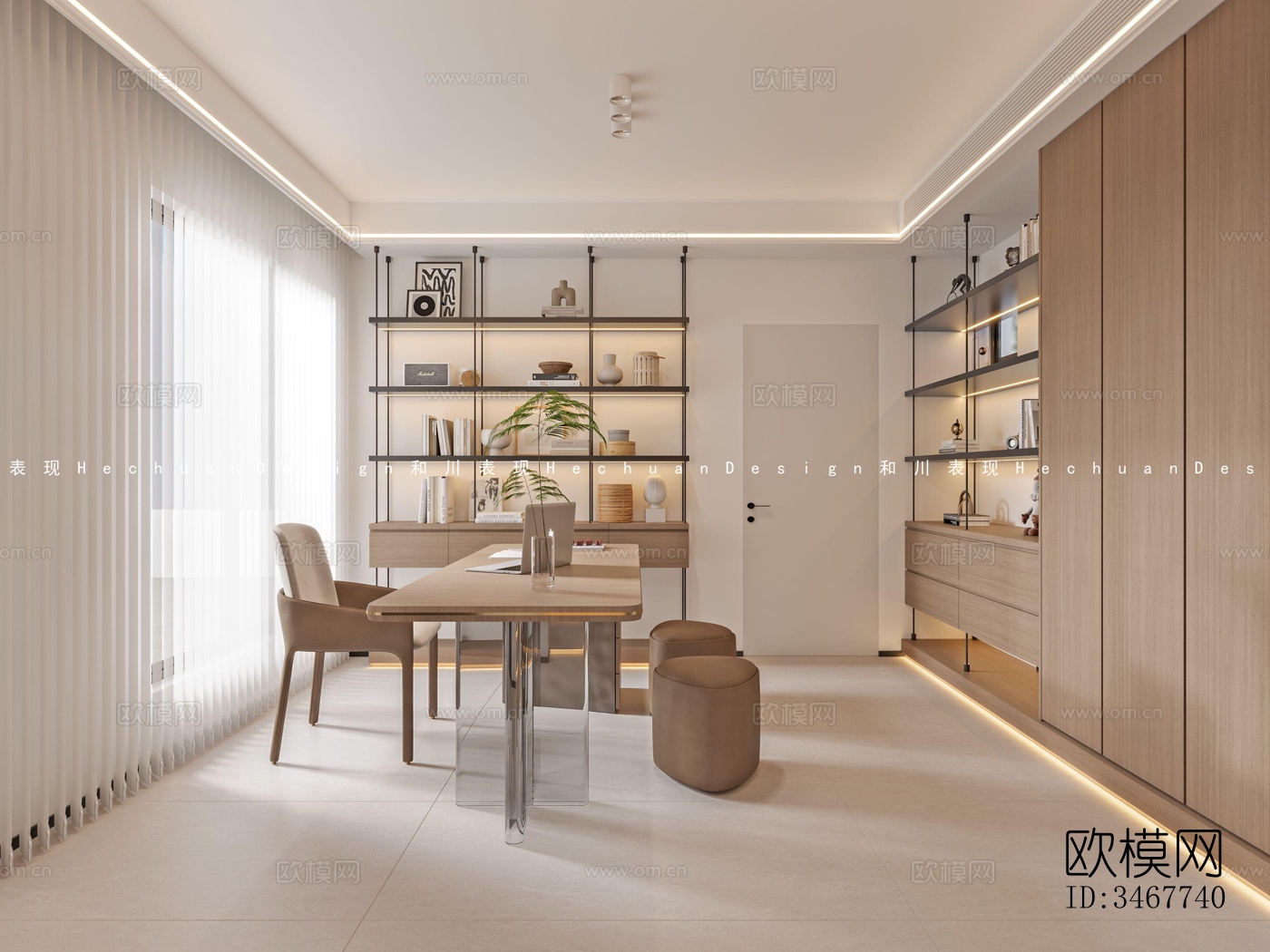 现代大平层效果图下载（渲染图4）