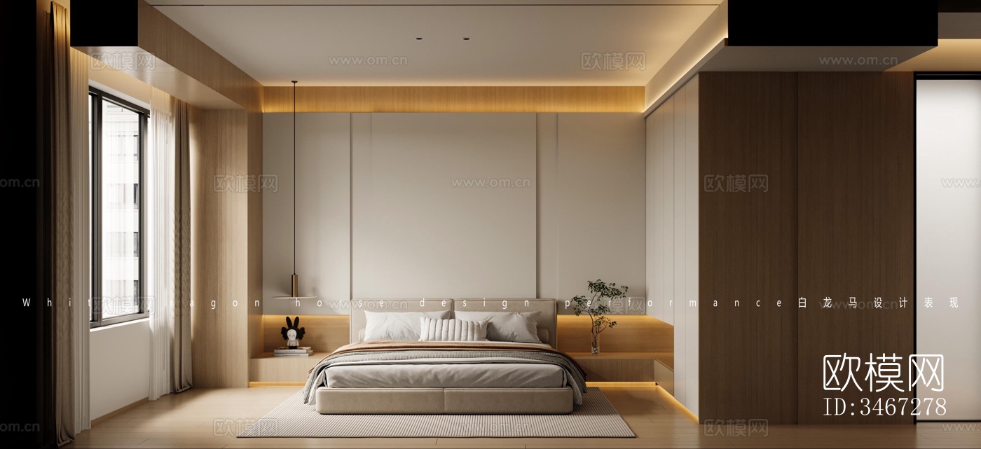 现代大平层效果图下载（渲染图9）