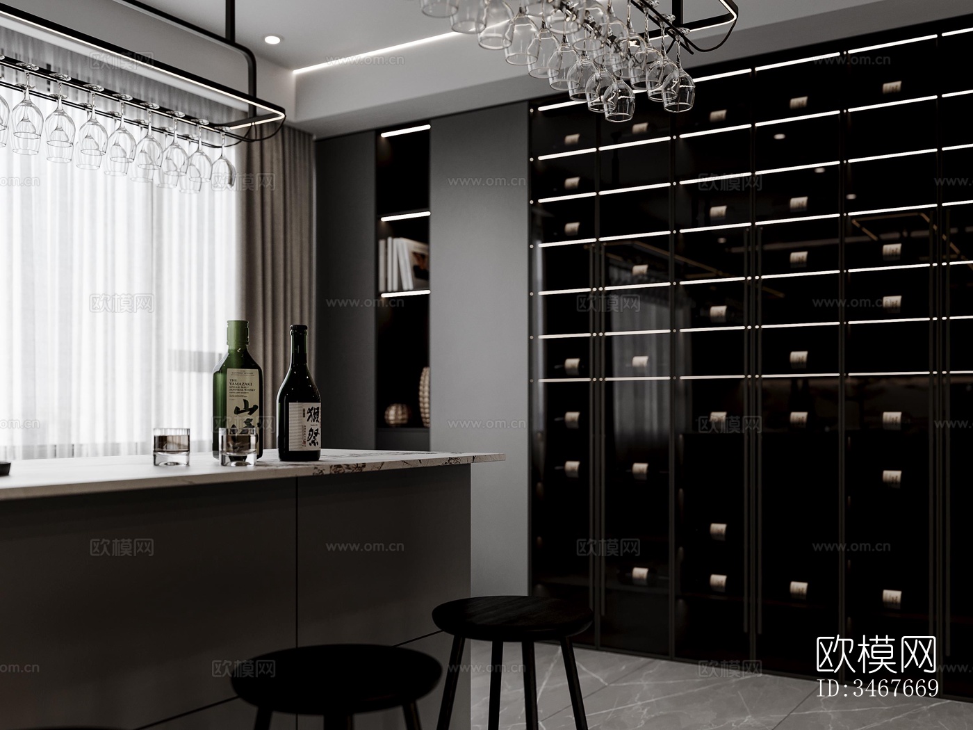 现代大平层效果图下载（渲染图6）