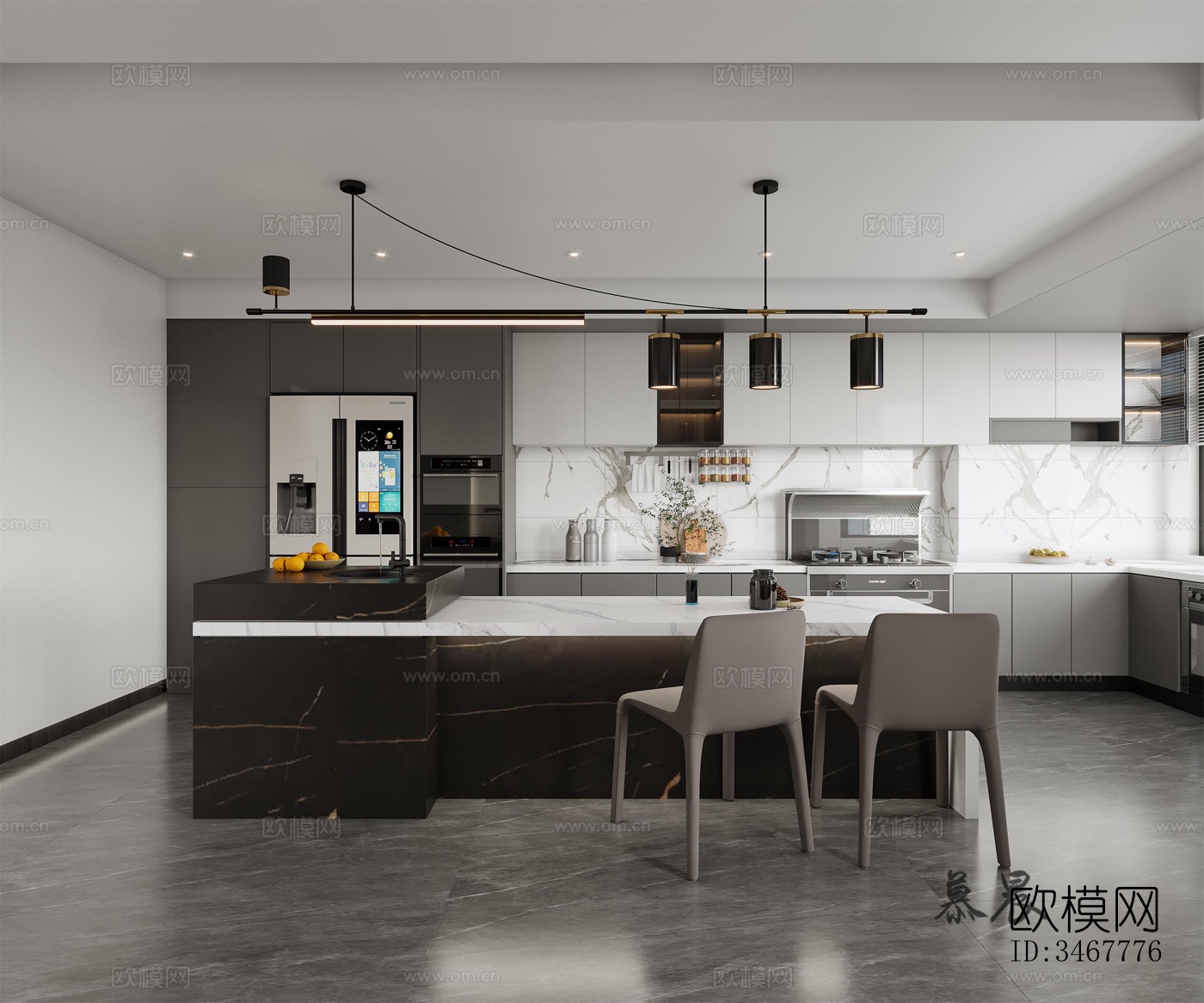 现代大平层效果图下载（渲染图6）