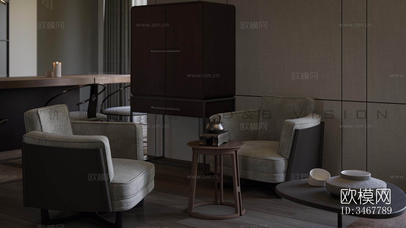 现代大平层效果图下载（渲染图9）