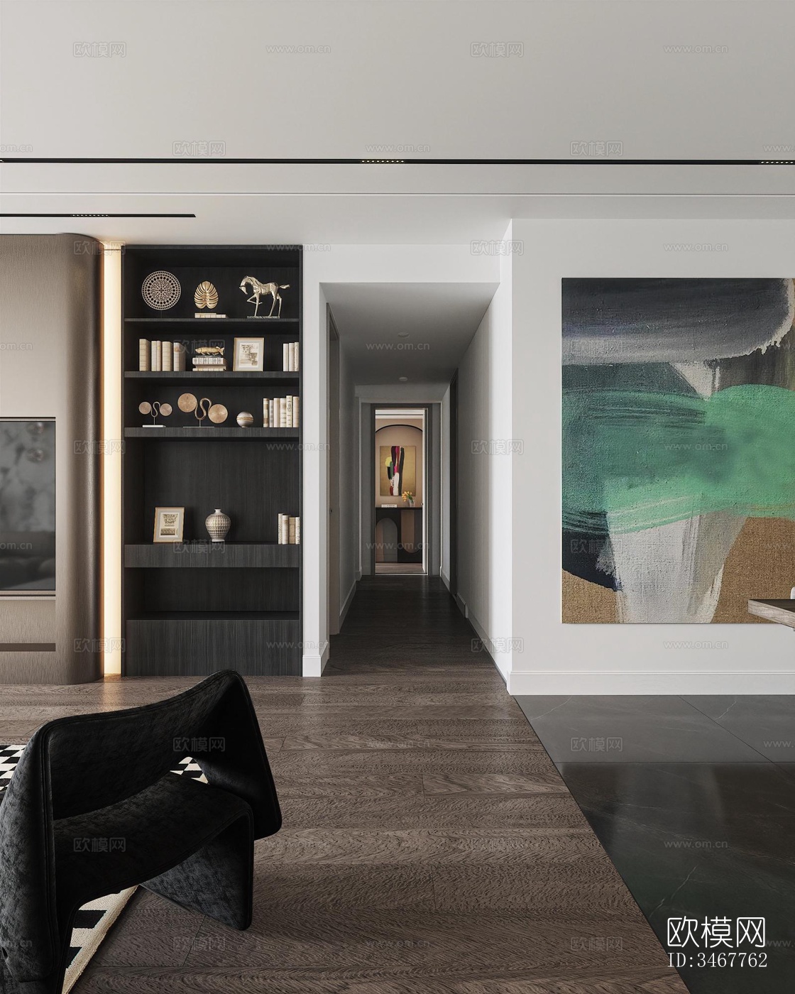 现代大平层效果图下载（渲染图13）