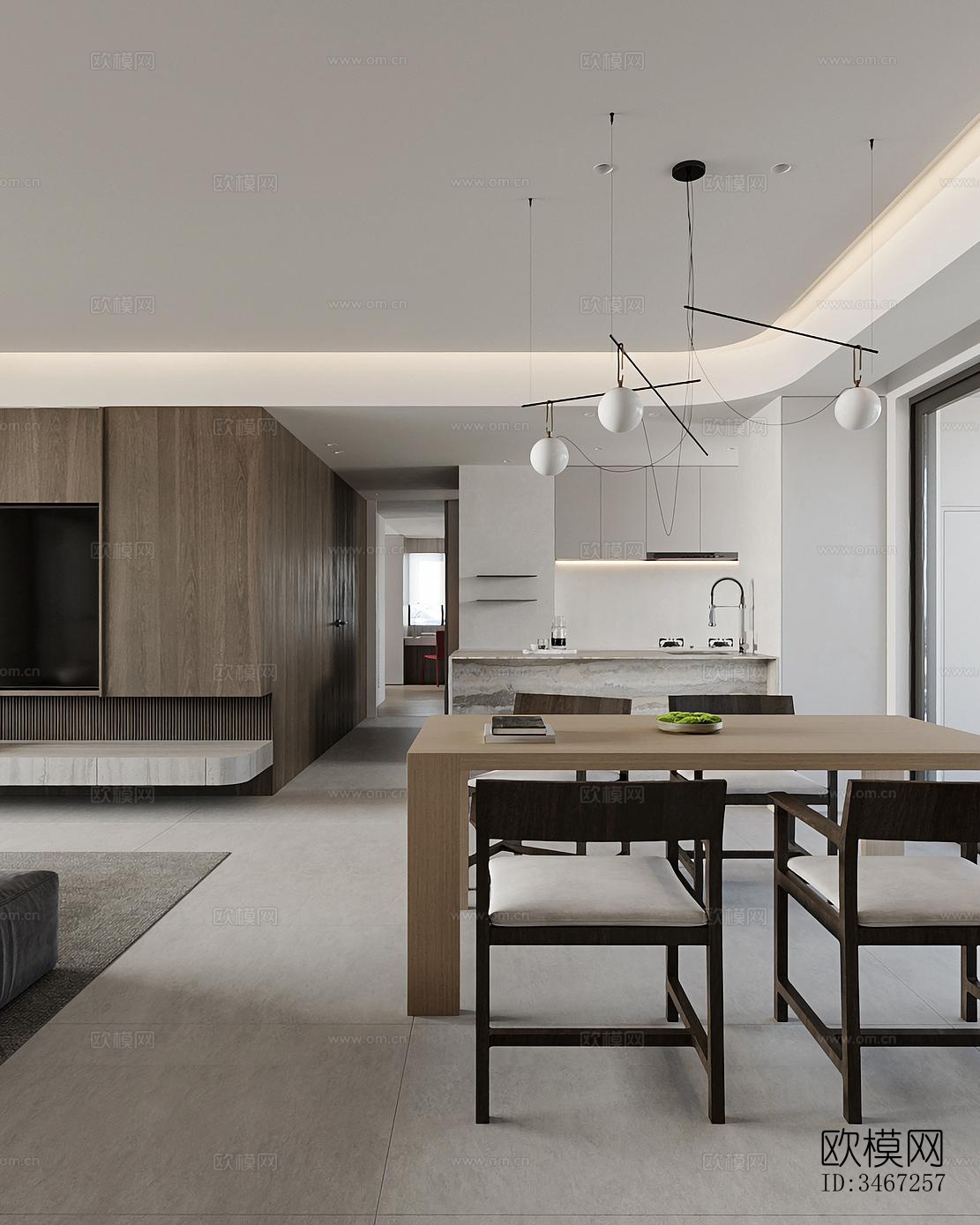 现代大平层效果图下载（渲染图8）