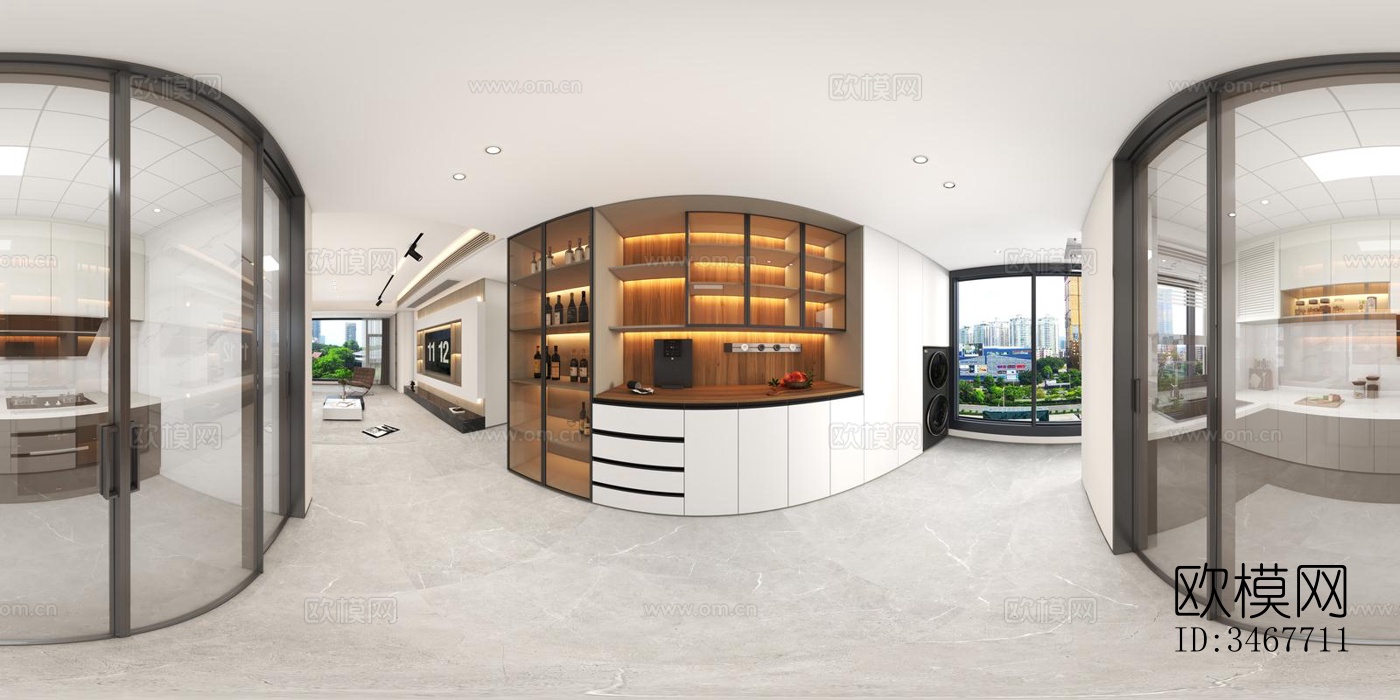 现代大平层效果图下载（渲染图7）