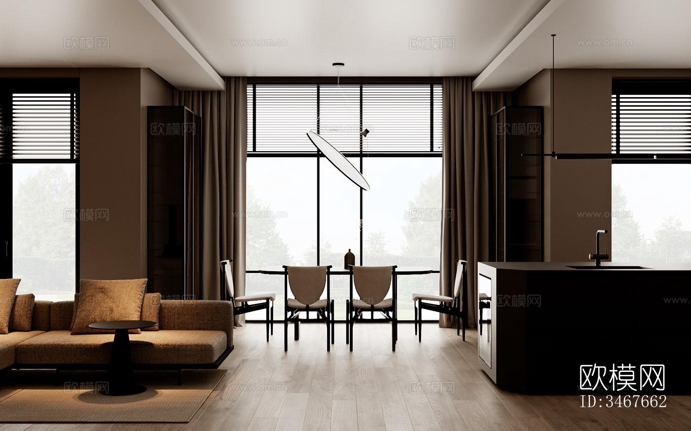 现代大平层效果图下载（渲染图14）