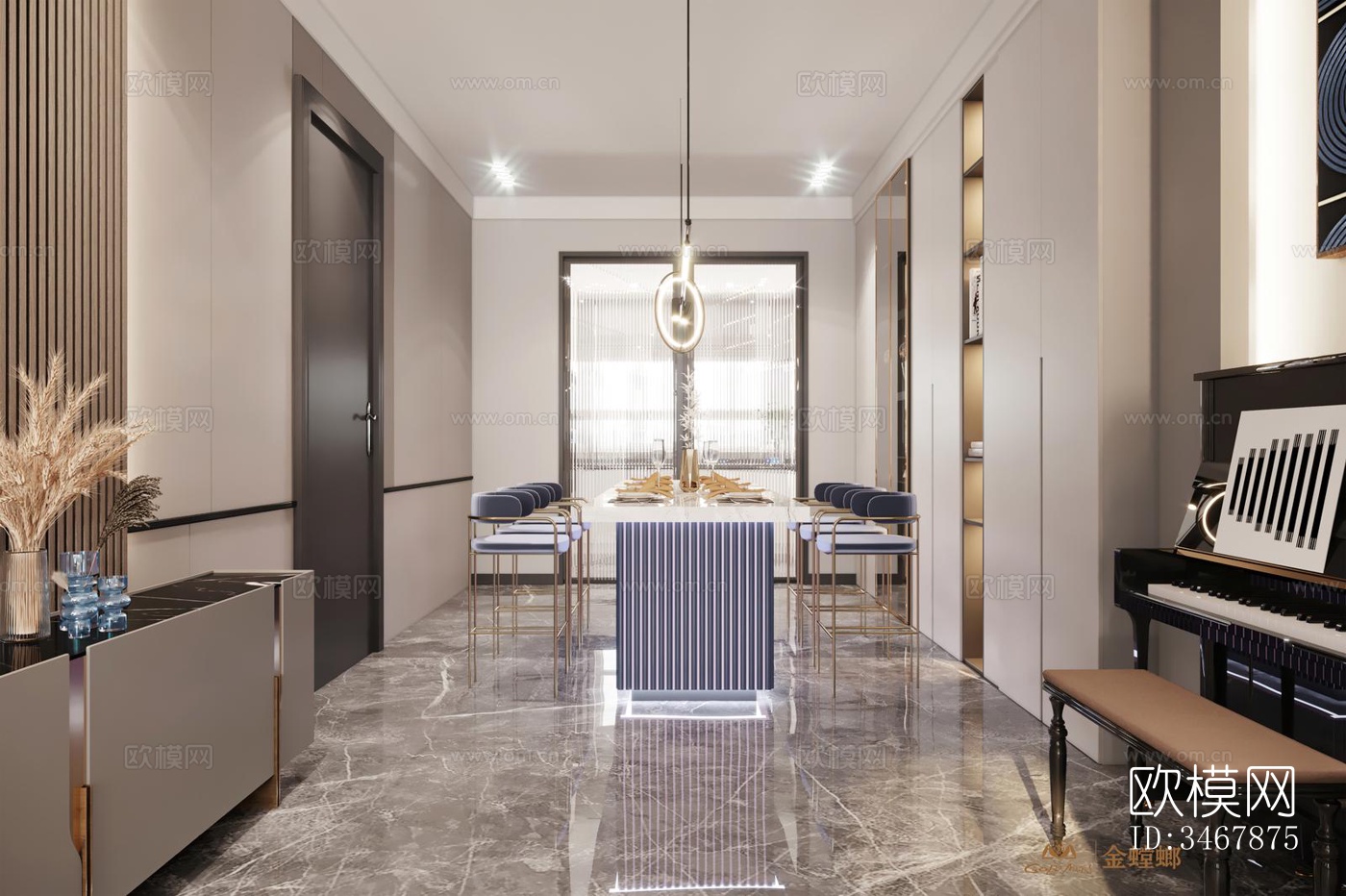 现代大平层效果图下载（渲染图11）