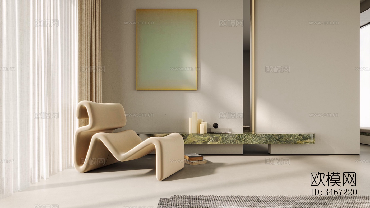 现代大平层效果图下载（渲染图13）