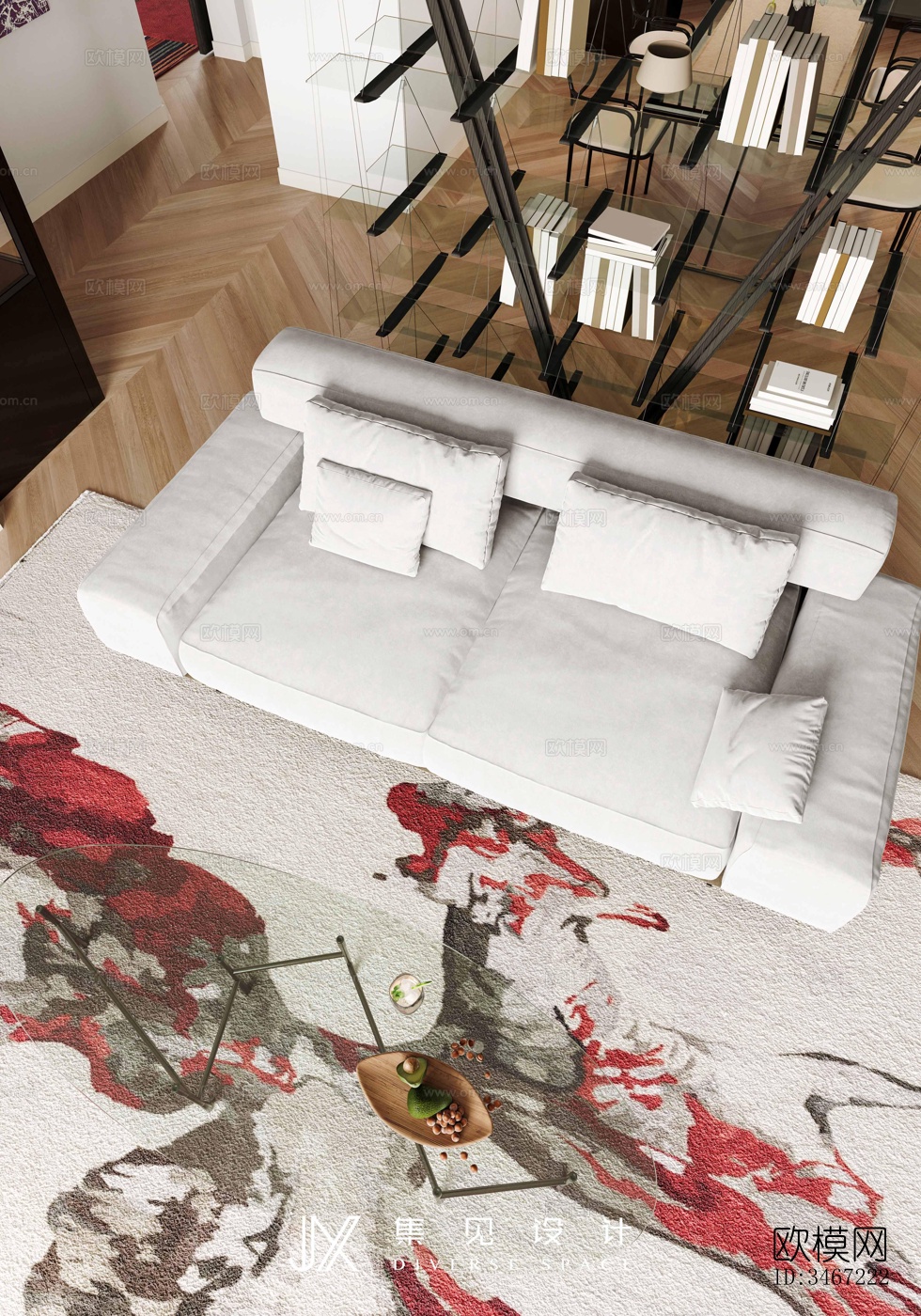 现代大平层效果图下载（渲染图15）