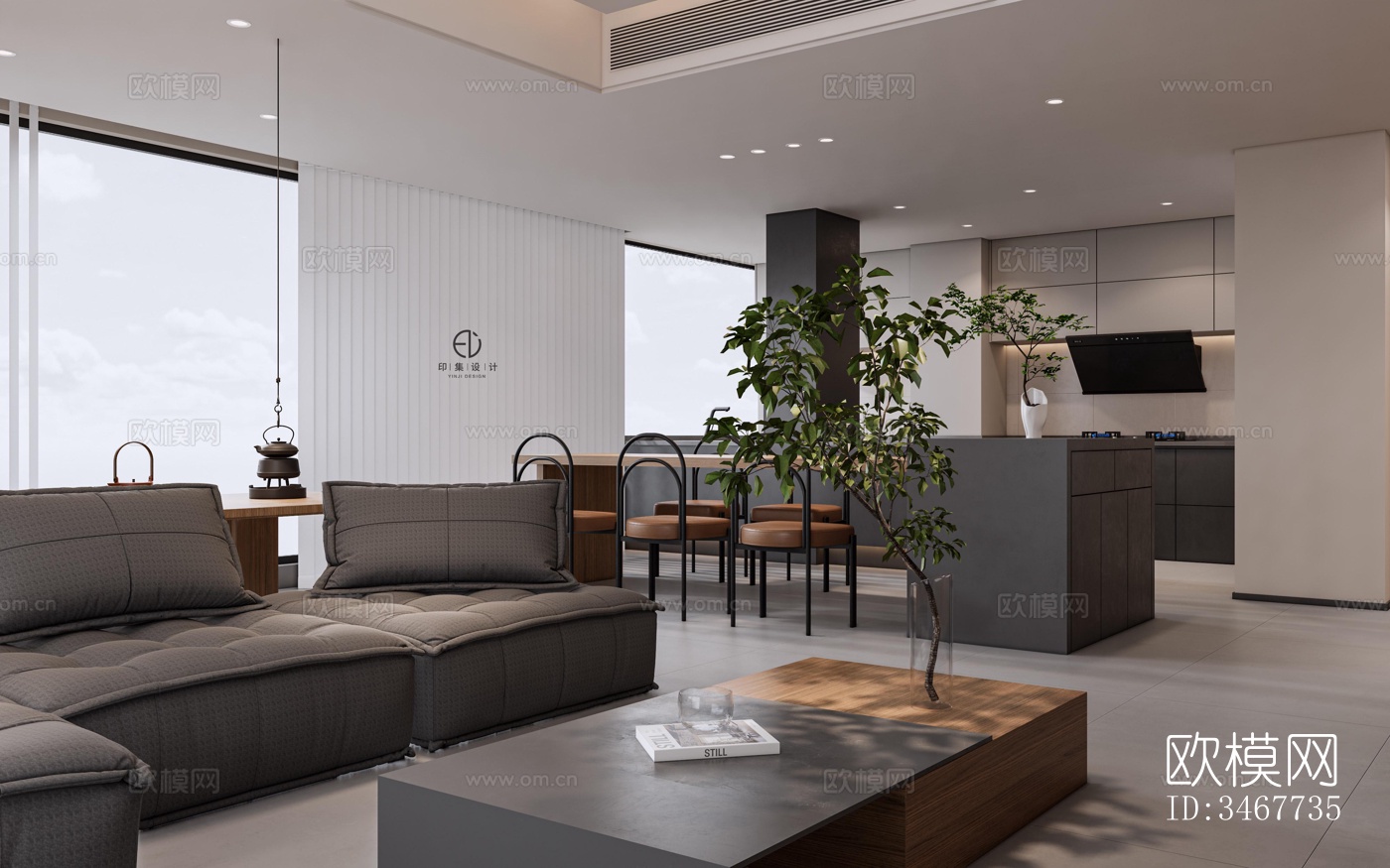 现代大平层效果图下载（渲染图14）